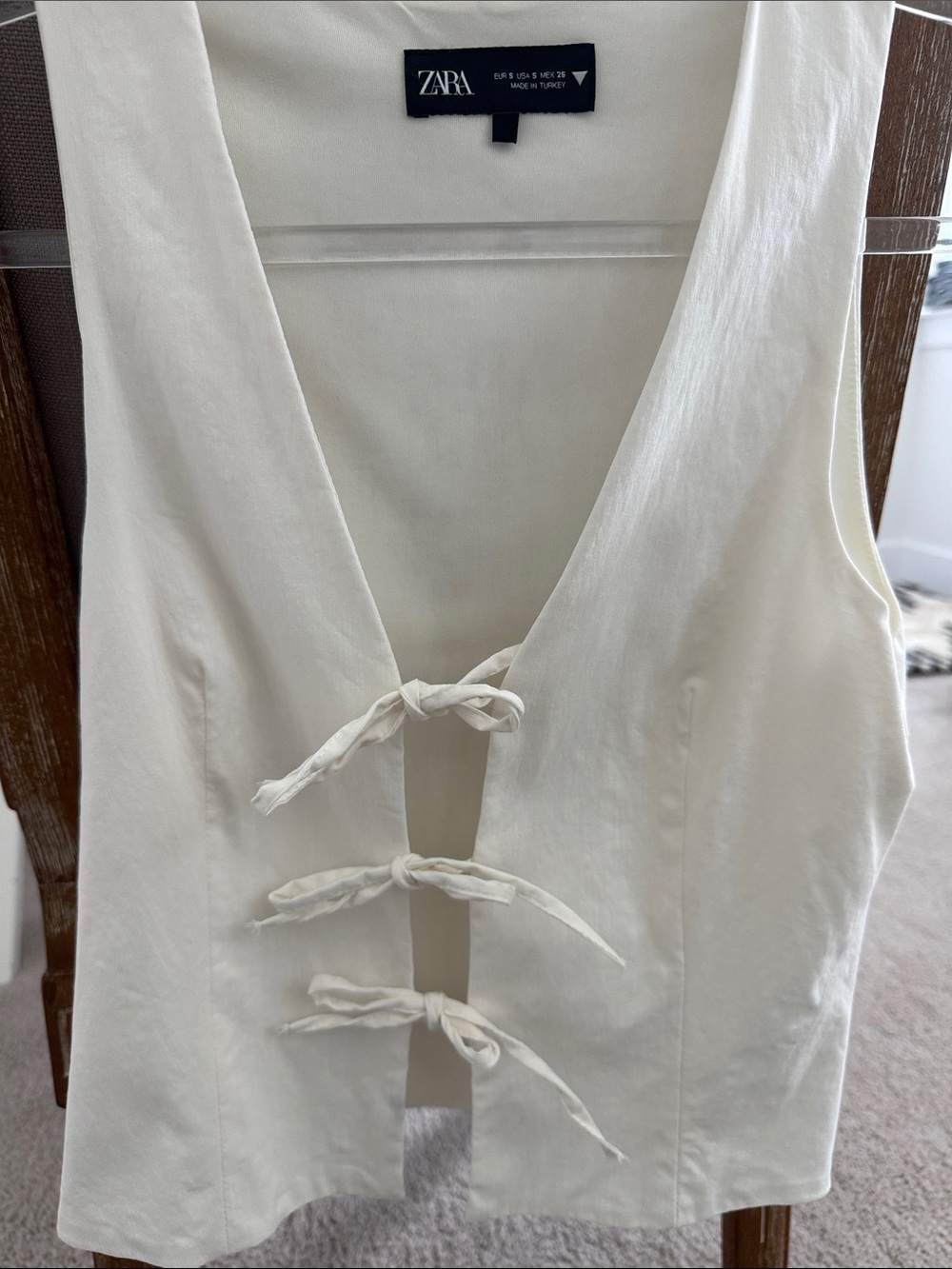 Zara Tie-Front Sleeveless Top White